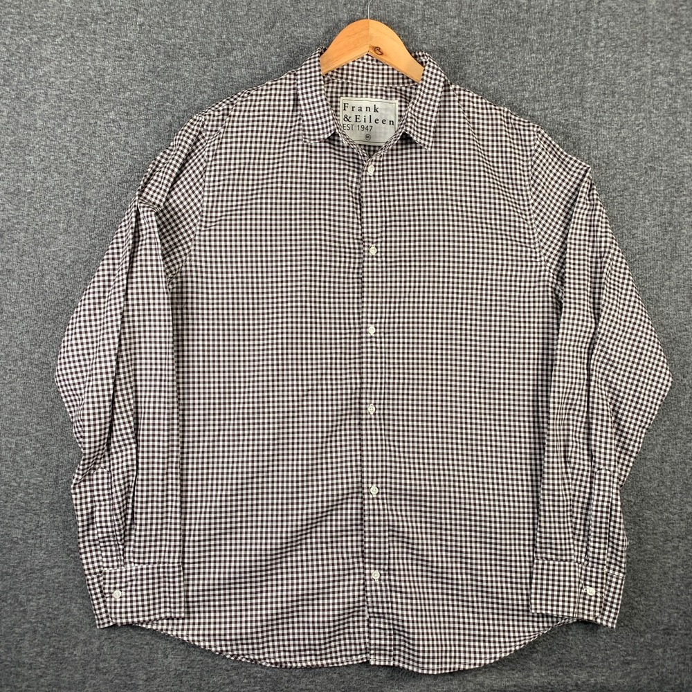 Frank & Eileen Shirt Men 2XL Paul Gingham Check Button Up Brown